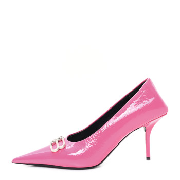 BALENCIAGA Shiny Calfskin BB Square Knife 80mm Pumps 37 Sweet Pink
