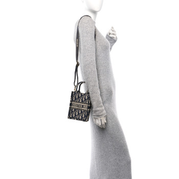 CHRISTIAN DIOR Oblique Mini Book Tote Phone Bag Blue