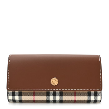 BURBERRY Vintage Check Grain Calfskin Halton Wallet Tan