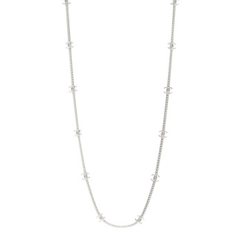 CHANEL Metal CC Short Chain Necklace Silver