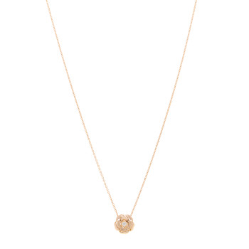 CHANEL 18K Rose Gold Diamond Extrait de Camelia Pendant Necklace