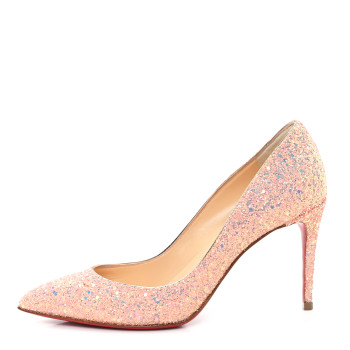 CHRISTIAN LOUBOUTIN Patent Glitter Iriza 100 Pumps 37.5 Peach