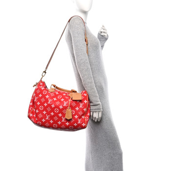 LOUIS VUITTON Calfskin Monogram Speedy P9 Bandouliere 40 Red