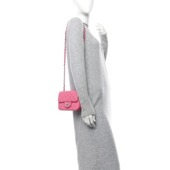 CHANEL Lambskin Quilted Mini Square Flap Pink