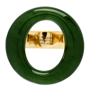 TIFFANY 18K Yellow Gold Green Jade Elsa Peretti Sevillana Ring 57 8