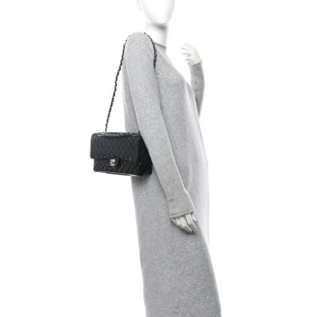 CHANEL Patent Quilted Secret Label Medium Flap Black