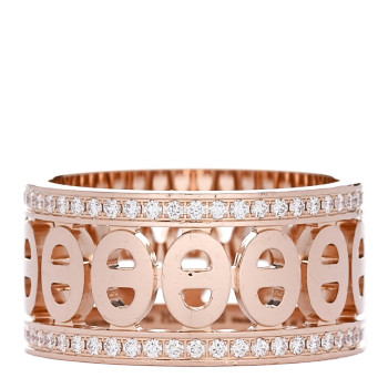 HERMES 18K Rose Gold Diamond PM Chaine d'Ancre Divine Ring 49 5