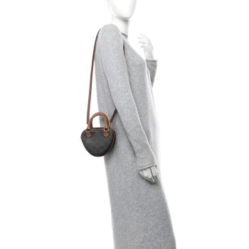 CELINE Triomphe Canvas Calfskin Heart Bag Tan