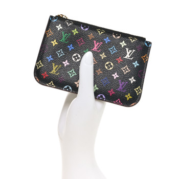 LOUIS VUITTON Monogram Multicolor Key Pouch Black Violet