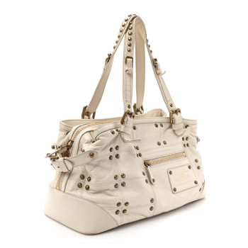 LOUIS VUITTON Lambskin Riveting White