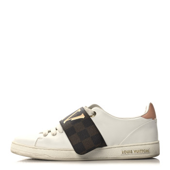 LOUIS VUITTON Damier Ebene Front Row Sneaker 37.5 White