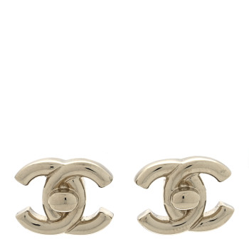 CHANEL Metal CC Turnlock Earrings Gold