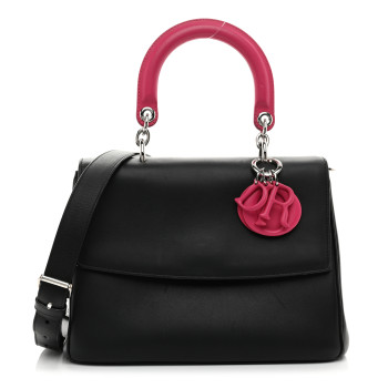 CHRISTIAN DIOR Smooth Calfskin Small Bi-Color Be Dior Flap Black Pink