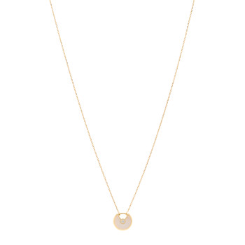 CARTIER 18K Yellow Gold Diamond Mother of Pearl XS Amulette de Cartier Pendant Necklace