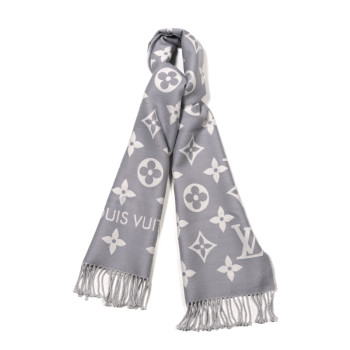 LOUIS VUITTON Wool Monogram LV Essential Scarf Gris Clair