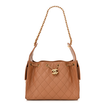 CHANEL Caviar Quilted Small Chanel 25 Handbag Brown