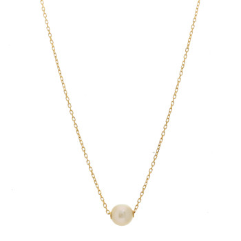 MIKIMOTO 18K Yellow Gold Akoya Pearl 7.5-8mm Single Pendant Necklace