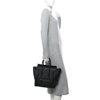 CELINE Drummed Calfskin Micro Luggage Black