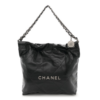 CHANEL Shiny Calfskin Quilted Small Chanel 22 Black