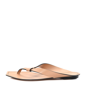 SAINT LAURENT Calfskin Tower 05 Slide Sandals 37 Gold Brown