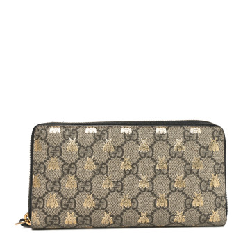 GUCCI GG Supreme Monogram Bees Zip Around Wallet
