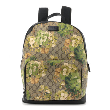 GUCCI GG Supreme Monogram Blooms Medium Day Backpack Beige New Military Black