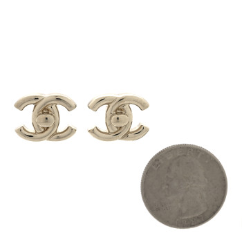 CHANEL Metal CC Turnlock Earrings Gold