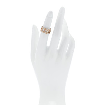 TIFFANY 18K Rose Gold Diamond Wide Atlas Open Ring 48 4.5