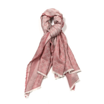 GUCCI Wool Silk GG Monogram GGNat Scarf Roseate