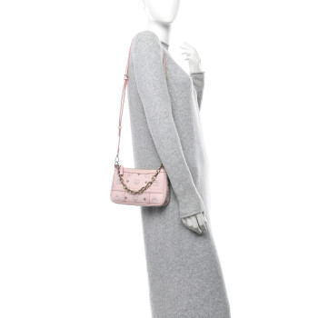 MCM Visetos Nappa Mini Delmy Chain Shoulder Bag Powder Pink