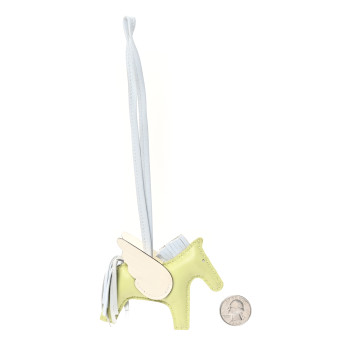 HERMES Milo Lambskin Grigri Rodeo Pegase Horse Bag Charm PM Jaune Bourgeon Bleu Brume Nata