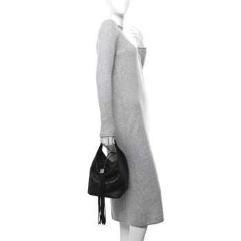 CHANEL Calfskin Square Stitched Tassel Hobo Black