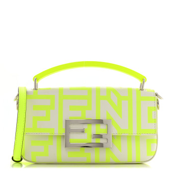 FENDI X MARC JACOBS Nappa Vitello King Logo Print Phone Baguette Yellow Fluo