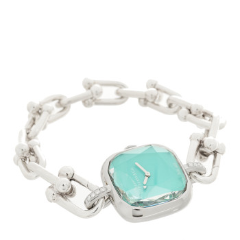 TIFFANY Sterling Silver Diamond 24mm HardWear Quartz Watch Tiffany Blue