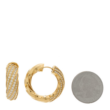 DAVID YURMAN Yellow Gold Diamond Cable Edge Hoop Earrings