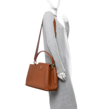 LOUIS VUITTON Smooth Grained Calfskin Capucines GM Souple Cognac