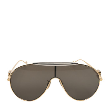 LOEWE Metal Anagram Spoiler Aviator Oversized Sunglasses LW40111U Gold