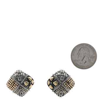 JOHN HARDY Sterling Silver 18K Yellow Gold Square Dot Earrings