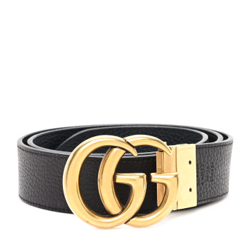 GUCCI Calfskin Double G Reversible 37mm Belt 90 36 Black Cocoa