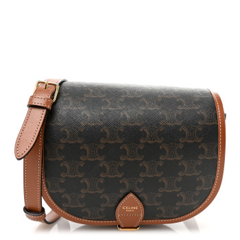 CELINE Triomphe Canvas Medium Folco Bag Tan