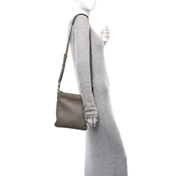 PRADA Vitello Daino Crossbody Bag Argilla