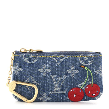 LOUIS VUITTON LV X TM Monogram Denim Cerises Key Pouch Blue