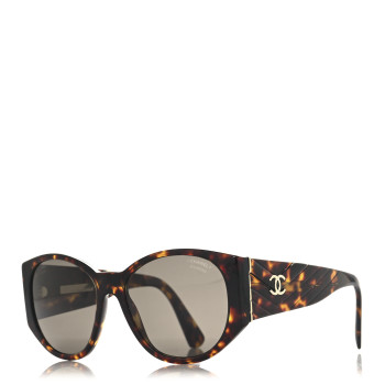 CHANEL Acetate Polarized Oval Sunglasses 5411 Brown