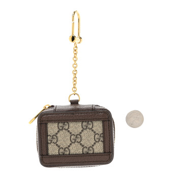 GUCCI GG Supreme Monogram Textured Dollar Calfskin Web Ophidia AirPods Pro Case Beige Ebony New Acero