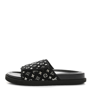 LOUIS VUITTON Monogram Mens Miami Mules 8.5 Black