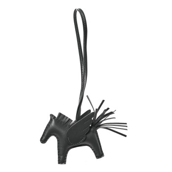HERMES Milo Lambskin Grigri Rodeo Pegase Horse Bag Charm PM Ardoise