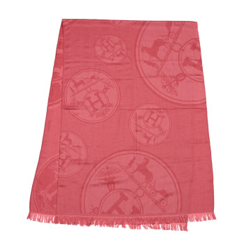 HERMES Cashmere Silk New Libris Stole Rose Gloss