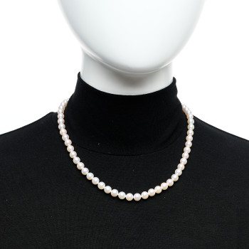 MIKIMOTO 18K White Gold Akoya Cultured Pearl 6.5-7mm Strand Necklace 18"