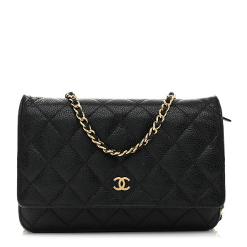 CHANEL Caviar Quilted Wallet On Chain WOC Black