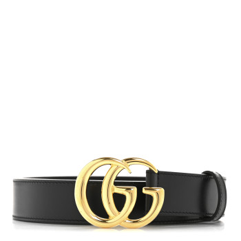 GUCCI Calfskin Double G 30mm Belt 80 32 Black